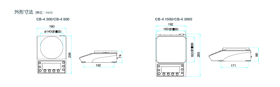 電子天びん CB-4 外形寸法